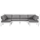  Meridian Nizuc 120" Grey Water Resistant Fabric Upholstered 6 pc Outdoor Patio Modular Sectional IMAGE 7