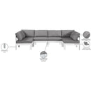  Meridian Nizuc 120" Grey Water Resistant Fabric Upholstered 6 pc Outdoor Patio Modular Sectional IMAGE 8