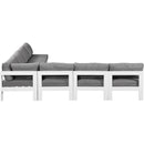  Meridian Nizuc 120" Grey Water Resistant Fabric Upholstered 7 pc Outdoor Patio Modular Sectional IMAGE 4