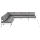  Meridian Nizuc 120" Grey Water Resistant Fabric Upholstered 7 pc Outdoor Patio Modular Sectional IMAGE 7