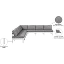  Meridian Nizuc 120" Grey Water Resistant Fabric Upholstered 7 pc Outdoor Patio Modular Sectional IMAGE 8
