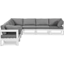  Meridian Nizuc 120" Grey Water Resistant Fabric Upholstered 7 pc Outdoor Patio Modular Sectional IMAGE 1