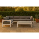  Meridian Nizuc 120" Grey Water Resistant Fabric Upholstered 7 pc Outdoor Patio Modular Sectional IMAGE 2