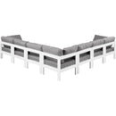  Meridian Nizuc 120" Grey Water Resistant Fabric Upholstered 7 pc Outdoor Patio Modular Sectional IMAGE 3