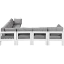  Meridian Nizuc 120" Grey Water Resistant Fabric Upholstered 7 pc Outdoor Patio Modular Sectional IMAGE 4