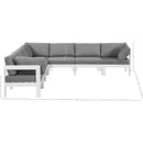  Meridian Nizuc 120" Grey Water Resistant Fabric Upholstered 7 pc Outdoor Patio Modular Sectional IMAGE 7