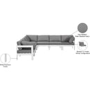  Meridian Nizuc 120" Grey Water Resistant Fabric Upholstered 7 pc Outdoor Patio Modular Sectional IMAGE 8