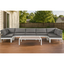  Meridian Nizuc 150" Grey Water Resistant Fabric Upholstered 7 pc Outdoor Patio Modular Sectional IMAGE 2