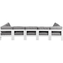  Meridian Nizuc 150" Grey Water Resistant Fabric Upholstered 7 pc Outdoor Patio Modular Sectional IMAGE 3