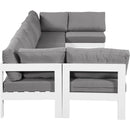  Meridian Nizuc 150" Grey Water Resistant Fabric Upholstered 7 pc Outdoor Patio Modular Sectional IMAGE 4