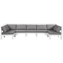  Meridian Nizuc 150" Grey Water Resistant Fabric Upholstered 7 pc Outdoor Patio Modular Sectional IMAGE 7