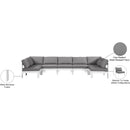  Meridian Nizuc 150" Grey Water Resistant Fabric Upholstered 7 pc Outdoor Patio Modular Sectional IMAGE 8