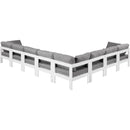  Meridian Nizuc 150" Grey Water Resistant Fabric Upholstered 8 pc Outdoor Patio Modular Sectional IMAGE 3