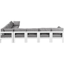  Meridian Nizuc 150" Grey Water Resistant Fabric Upholstered 8 pc Outdoor Patio Modular Sectional IMAGE 4