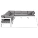  Meridian Nizuc 150" Grey Water Resistant Fabric Upholstered 8 pc Outdoor Patio Modular Sectional IMAGE 7