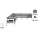  Meridian Nizuc 150" Grey Water Resistant Fabric Upholstered 8 pc Outdoor Patio Modular Sectional IMAGE 8