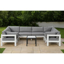 Meridian Nizuc 120" Grey Water Resistant Fabric Upholstered 8 pc Outdoor Patio Modular Sectional IMAGE 2