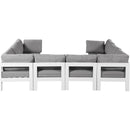  Meridian Nizuc 120" Grey Water Resistant Fabric Upholstered 8 pc Outdoor Patio Modular Sectional IMAGE 3