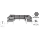  Meridian Nizuc 120" Grey Water Resistant Fabric Upholstered 8 pc Outdoor Patio Modular Sectional IMAGE 8