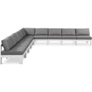  Meridian Nizuc 150" Grey Water Resistant Fabric Upholstered 9 pc Outdoor Patio Modular Sectional IMAGE 1