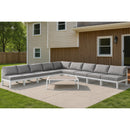  Meridian Nizuc 150" Grey Water Resistant Fabric Upholstered 9 pc Outdoor Patio Modular Sectional IMAGE 2