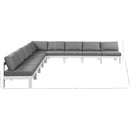  Meridian Nizuc 150" Grey Water Resistant Fabric Upholstered 9 pc Outdoor Patio Modular Sectional IMAGE 7