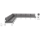  Meridian Nizuc 150" Grey Water Resistant Fabric Upholstered 9 pc Outdoor Patio Modular Sectional IMAGE 8