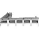  Meridian Nizuc 150" Grey Water Resistant Fabric Upholstered 9 pc Outdoor Patio Modular Sectional IMAGE 4