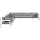  Meridian Nizuc 150" Grey Water Resistant Fabric Upholstered 9 pc Outdoor Patio Modular Sectional IMAGE 7