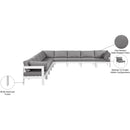  Meridian Nizuc 150" Grey Water Resistant Fabric Upholstered 9 pc Outdoor Patio Modular Sectional IMAGE 8