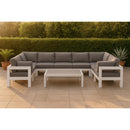  Meridian Nizuc 150" Grey Water Resistant Fabric Upholstered 9 pc Outdoor Patio Modular Sectional IMAGE 2