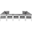  Meridian Nizuc 150" Grey Water Resistant Fabric Upholstered 9 pc Outdoor Patio Modular Sectional IMAGE 3