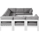  Meridian Nizuc 150" Grey Water Resistant Fabric Upholstered 9 pc Outdoor Patio Modular Sectional IMAGE 4