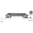  Meridian Nizuc 150" Grey Water Resistant Fabric Upholstered 9 pc Outdoor Patio Modular Sectional IMAGE 8