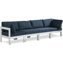  Meridian Nizuc 120" Navy Water Resistant Fabric Upholstered 4 pc Outdoor Patio Modular Sofa IMAGE 1