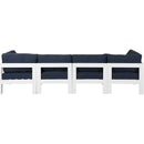  Meridian Nizuc 120" Navy Water Resistant Fabric Upholstered 4 pc Outdoor Patio Modular Sofa IMAGE 3