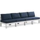  Meridian Nizuc 120" Navy Water Resistant Fabric Upholstered 4 pc Outdoor Patio Armless Modular IMAGE 1
