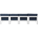  Meridian Nizuc 120" Navy Water Resistant Fabric Upholstered 4 pc Outdoor Patio Armless Modular IMAGE 3