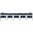  Meridian Nizuc 150" Navy Water Resistant Fabric Upholstered 5 pc Outdoor Patio Modular Sofa IMAGE 3