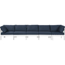  Meridian Nizuc 150" Navy Water Resistant Fabric Upholstered 5 pc Outdoor Patio Modular Sofa IMAGE 5