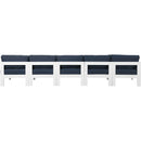  Meridian Nizuc 150" Navy Water Resistant Fabric Upholstered 5 pc Outdoor Patio Armless Modular IMAGE 3