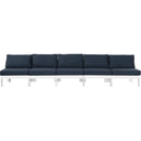  Meridian Nizuc 150" Navy Water Resistant Fabric Upholstered 5 pc Outdoor Patio Armless Modular IMAGE 5