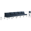  Meridian Nizuc 150" Navy Water Resistant Fabric Upholstered 5 pc Outdoor Patio Armless Modular IMAGE 9