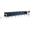  Meridian Nizuc 180" Navy Water Resistant Fabric Upholstered 6 pc Outdoor Patio Modular Sofa IMAGE 9