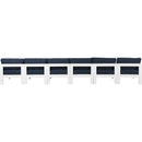  Meridian Nizuc 180" Navy Water Resistant Fabric Upholstered 6 pc Outdoor Patio Armless Modular IMAGE 3