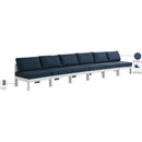  Meridian Nizuc 180" Navy Water Resistant Fabric Upholstered 6 pc Outdoor Patio Armless Modular IMAGE 9
