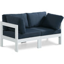  Meridian Nizuc 60" Navy Water Resistant Fabric Upholstered 2 pc Outdoor Patio Modular Loveseat IMAGE 1