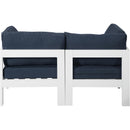  Meridian Nizuc 60" Navy Water Resistant Fabric Upholstered 2 pc Outdoor Patio Modular Loveseat IMAGE 3