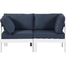  Meridian Nizuc 60" Navy Water Resistant Fabric Upholstered 2 pc Outdoor Patio Modular Loveseat IMAGE 5