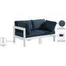  Meridian Nizuc 60" Navy Water Resistant Fabric Upholstered 2 pc Outdoor Patio Modular Loveseat IMAGE 9